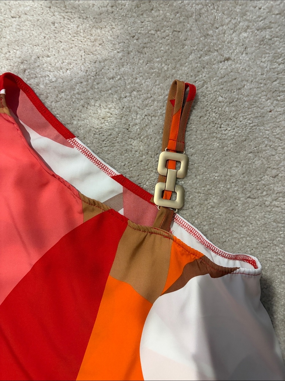 Abstract Orange & Red A-Line Skirt - Picture 2 of 3
